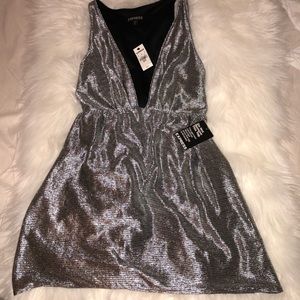 Brand New NWT NYE Express Silver Cocktail Dress
